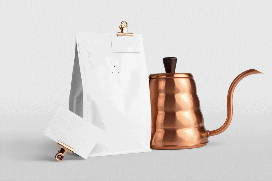 高端品牌咖啡包装袋VI提案场景展示文创智能贴图样机PSD设计素材【004】
